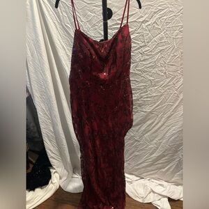 Elegant Burgundy Sequin Dress